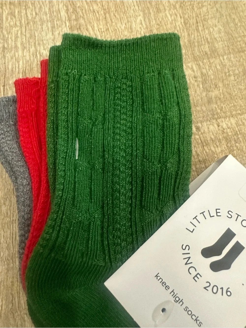 Little Stocking Co. Christmas Cable Knit Knee High Socks | Size 0–6 Months | NWT